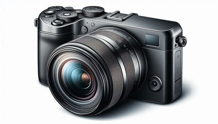 Digital SLR camera isolated on white background. 3D illustration.