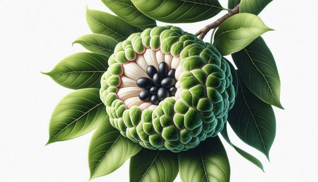 Custard apple fruit on white background. 3d illustration.