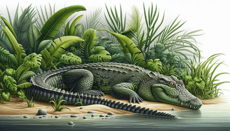 crocodile in the jungle - illustration for children and adultsの写真素材