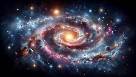 Galaxy in outer space. Abstract space background. 3D rendering