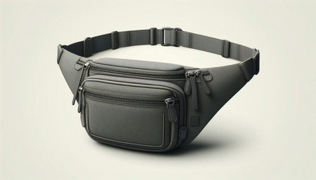 Black leather bag isolated on white background. 3d render illustration.