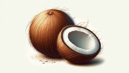 Coconuts on a white background. 3d illustration. Vintage style.