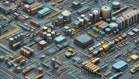 Circuit board close-up. Technology background. 3d rendering