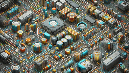 Circuit board close-up. 3d rendering, 3d illustration.