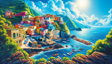 Riomaggiore village on the coast of Cinque Terre, Italy