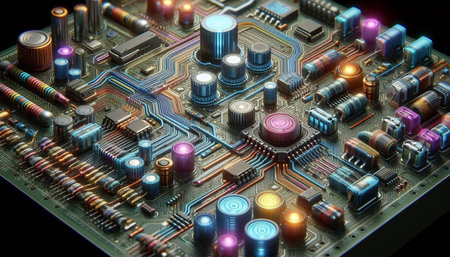 Electronic circuit board close up. Technology background. 3d renderingの写真素材