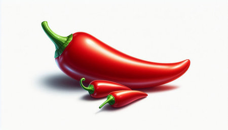 Red hot chili peppers isolated on white background. 3D illustration.