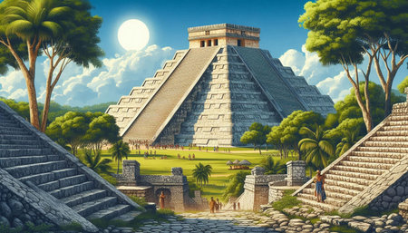 Chichen Itza, Yucatan, Mexico. Ancient Mayan pyramid in the jungle.の写真素材