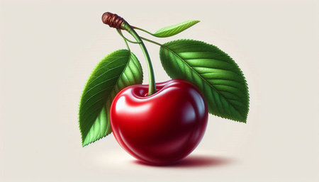 Realistic cherry on a white background. 3d vector illustration.