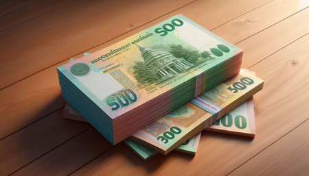 Polish zloty banknotes stacked on top of each other