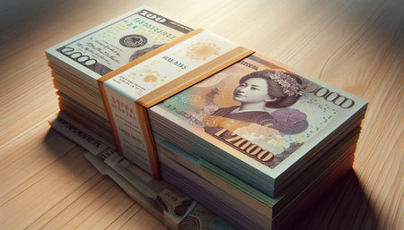 Stack of 100 dollar banknotes on a wooden table. 3d render