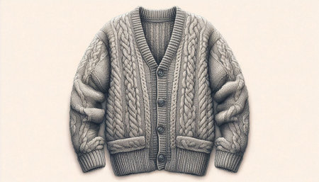Woolen winter jacket on a white background. 3d rendering