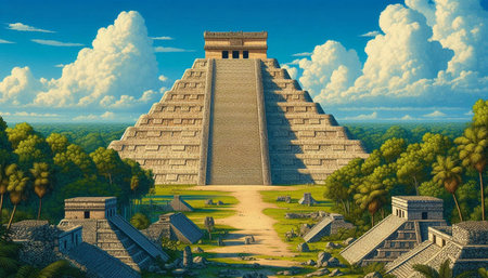 Ancient Mayan pyramid in Chichen Itza, Yucatan, Mexico