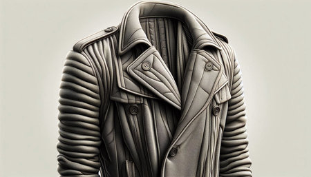 Men's leather jacket with pockets on a white background. 3d rendering