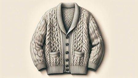 Woolen knitted jacket on a white background. Vector illustration