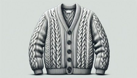 Woolen knitted sweater isolated on gray background. Vector illustration