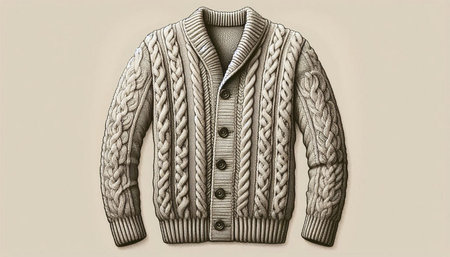 Fashionable woolen sweater on a beige background. Hand drawing