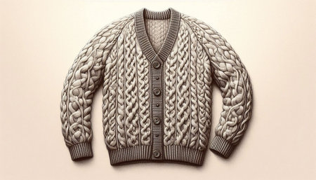 Knitted woolen sweater with a pattern on a beige background