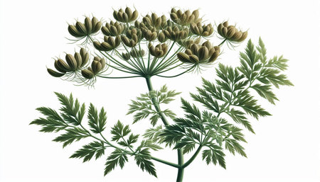 Illustration of a fennel plant on a white background.