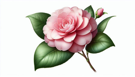 Camellia flower isolated on white background. Vector illustration.の写真素材