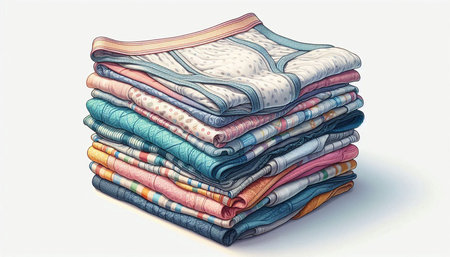 Stack of clothes on a white background. 3D illustration, 3D rendering