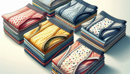Folded colorful clothes on a white background. 3D illustration.