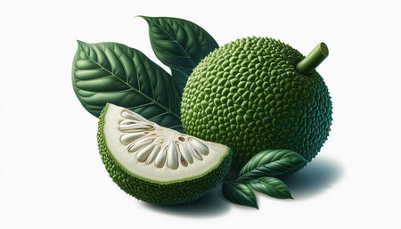 Jackfruit isolated on a white background. 3d render illustration.