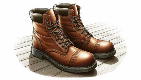Pair of brown boots on a white background. 3d render