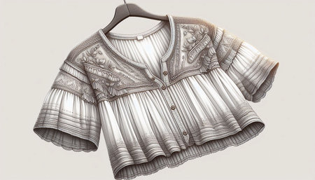 Women's blouse on a hanger on a white background.