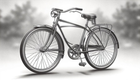 3D rendering of a vintage bicycle isolated on a white background.の写真素材