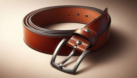 Leather belt on a beige background. 3d illustration.