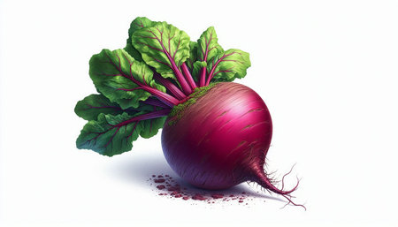 beetroot with leaves isolated on white background. 3d illustration
