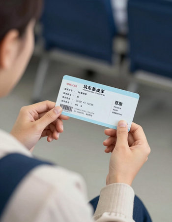 Woman holding a boarding pass and a ticket in the airport, closeup