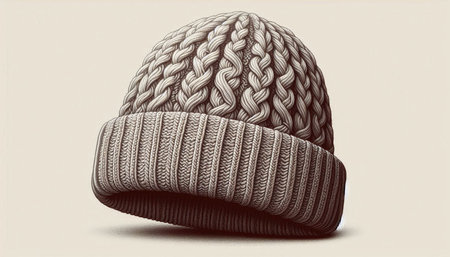 Knitted hat. Vector illustration of knitted hat with pompon.