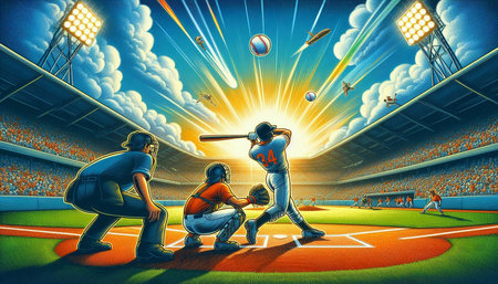 Baseball players in action at the stadium. 3D illustration.