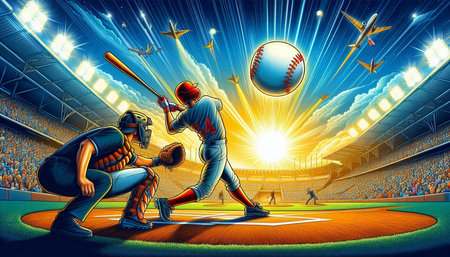 Baseball players in action at the stadium. 3D illustration.の写真素材