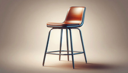 Modern chair with metal legs. 3D illustration. Vintage style.