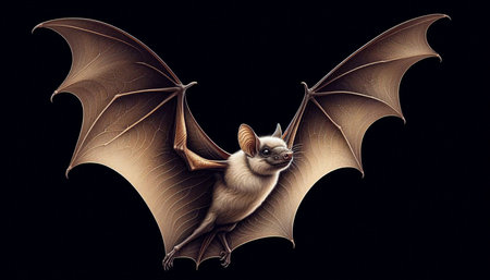 Halloween bat flying on a black background. 3D rendering.