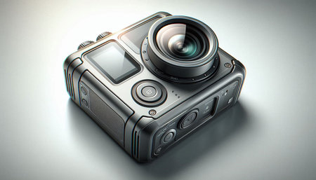 Digital SLR camera on white background. 3d render illustration.