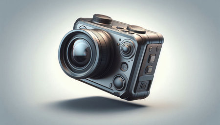Digital camera on a white background. 3d illustration. 3d rendering
