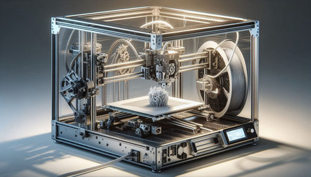3d rendering of a 3d printer printing a 3d objectの写真素材