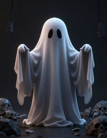 ghost in the dark, halloween concept, 3d illustration