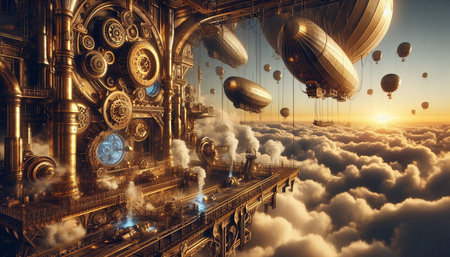 Fantasy alien planet in the clouds. 3d render illustration.の写真素材