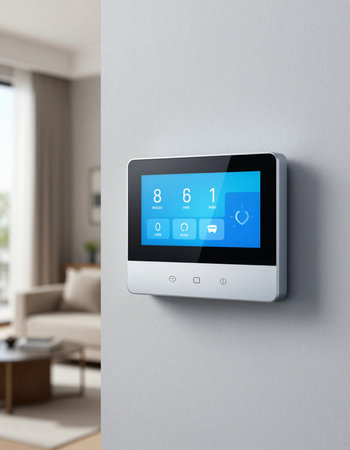 smart phone on the wall in the living room. 3d rendering