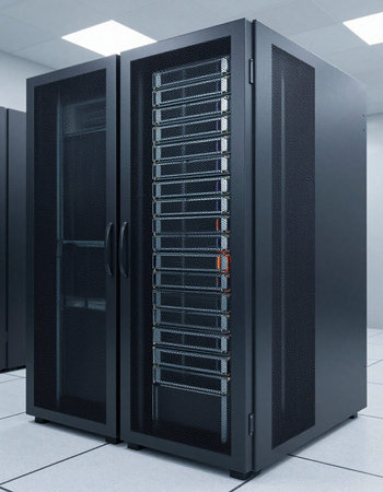 hardware in datacenter server room data center. 3d render