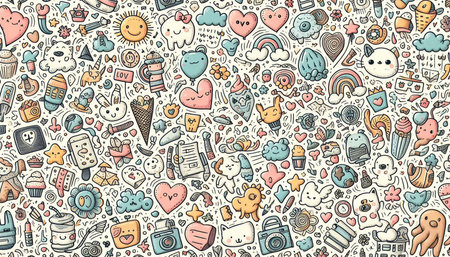 Cartoon cute doodles hand drawn Valentines day seamless pattern