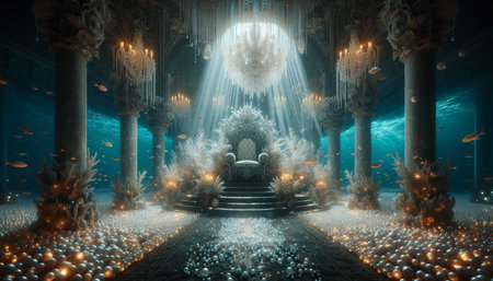3d illustration of fantasy fantasy landscape with a podium and an altar in the middle