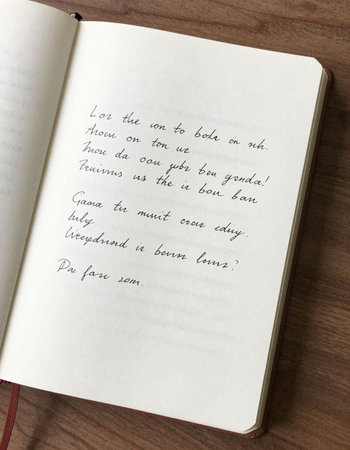 Notebook with the words on the pages of the English language.
