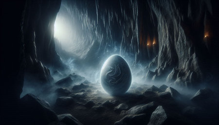 3D Illustration of a Alien Planet in the Dark Cave.の写真素材