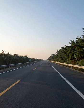 highway in the evening, closeup of photo, north china